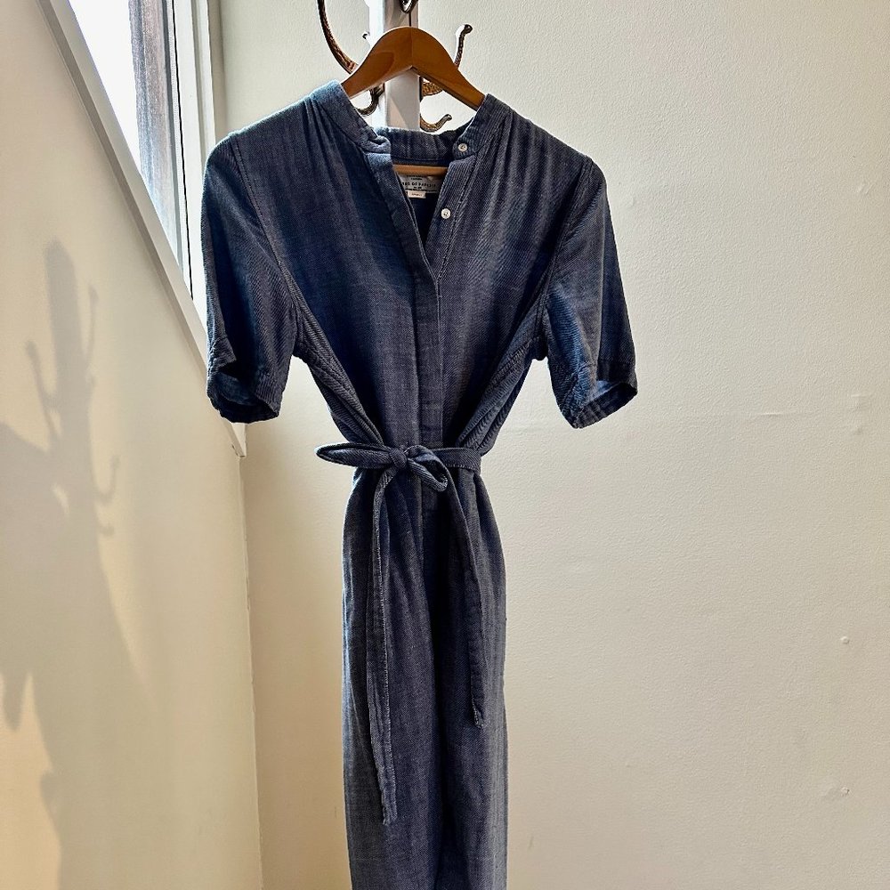 Birds of Paradis by Trovata Blue Shirtdress with Tie Waist